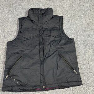 Columbia Black Puffer Vest L Black Down Filled Full Zip Pockets